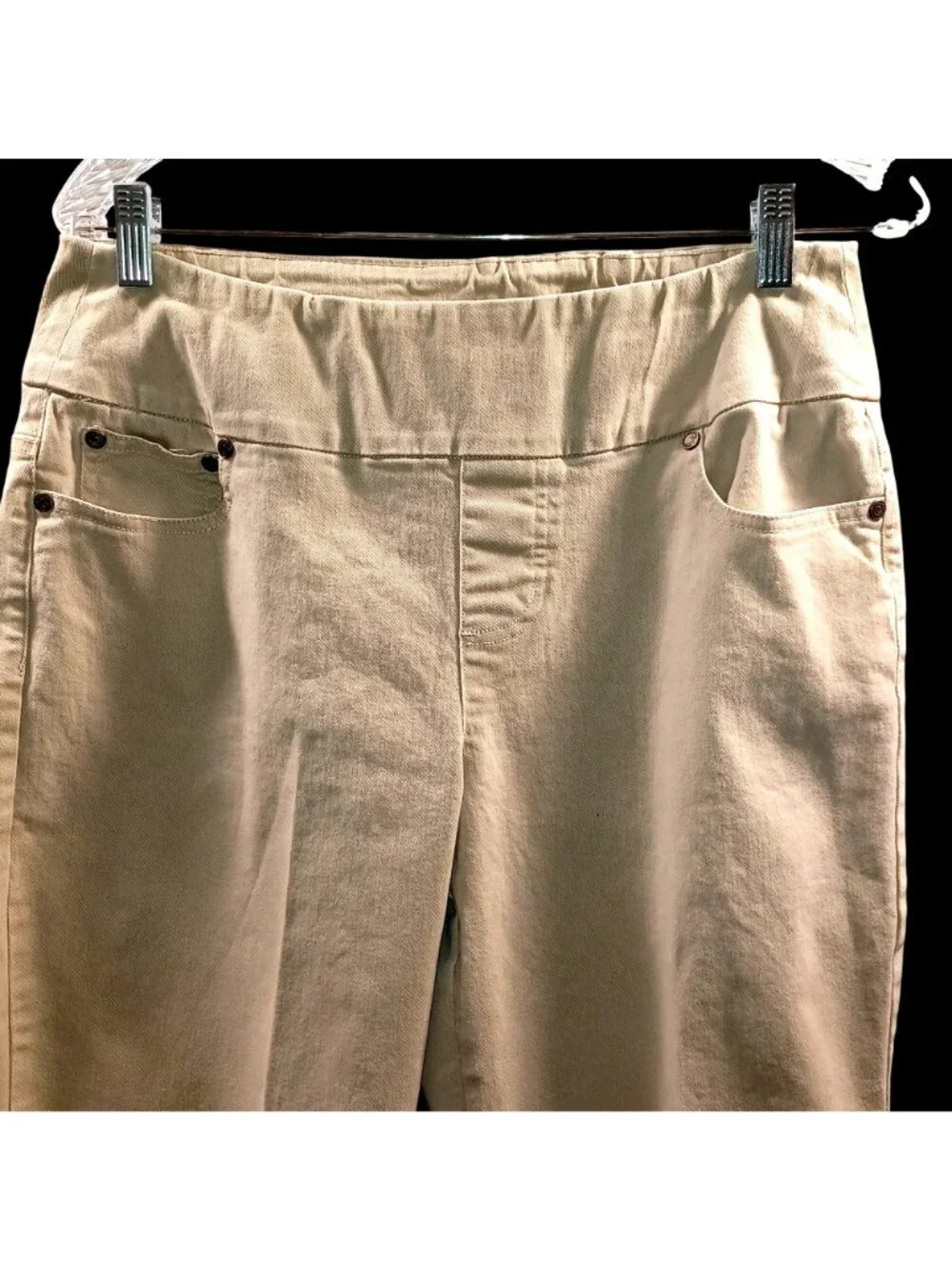 Petite Denim Jeans Tan Straight Leg Pull-On Stretch Pockets Chadwicks Womens 12P